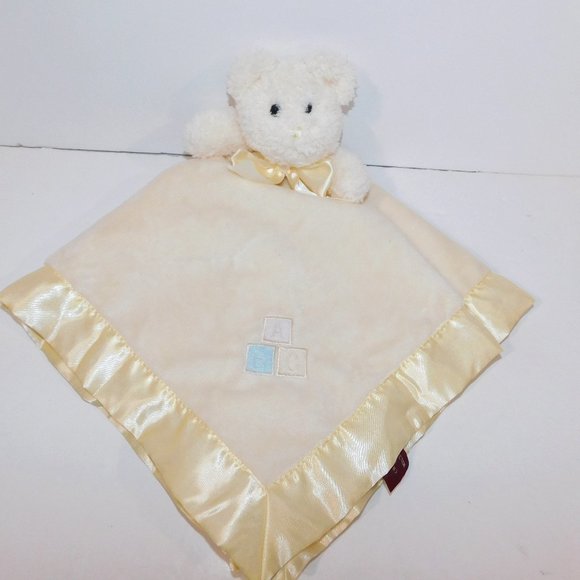 The Bearington Collection Yellow Teddy Bear Rattle Security Blanket Baby Lovey - Picture 1 of 7